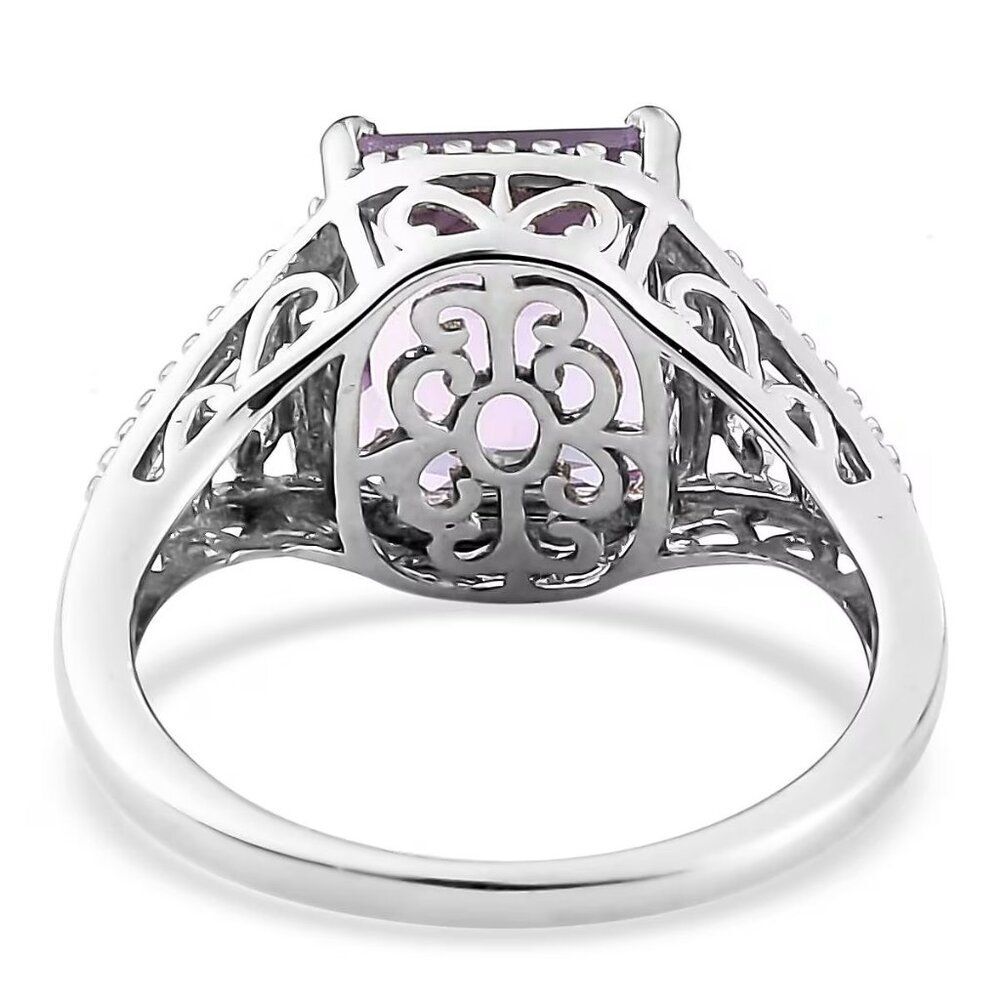 Rose De France Amethyst Solitaire Sterling Silver Ring - Picture 6 of 9